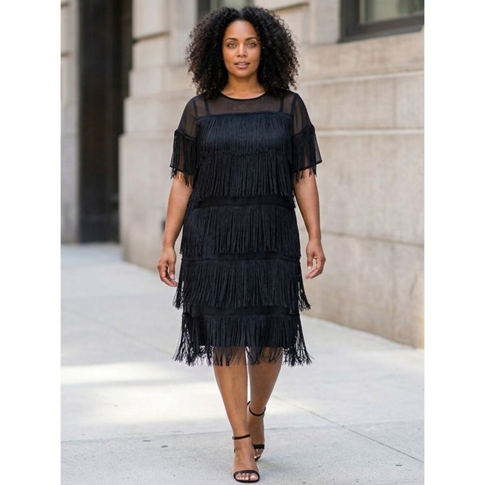 NWT Asos Black Knee Length Lined Dress Women Size 14 - Picture 8 of 13